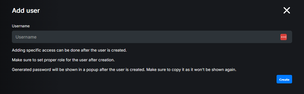 Add user dialog