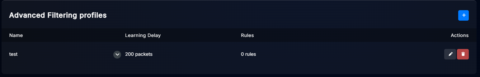 Advanced filtering profile created