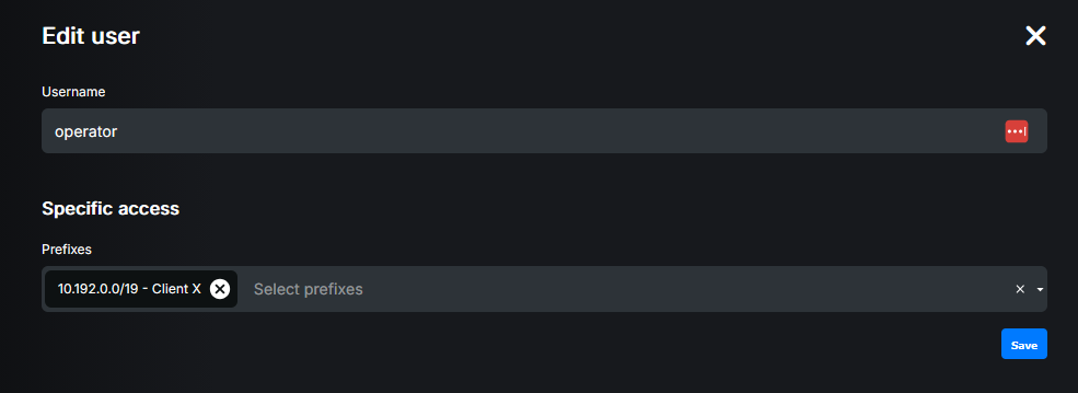 Edit user dialog