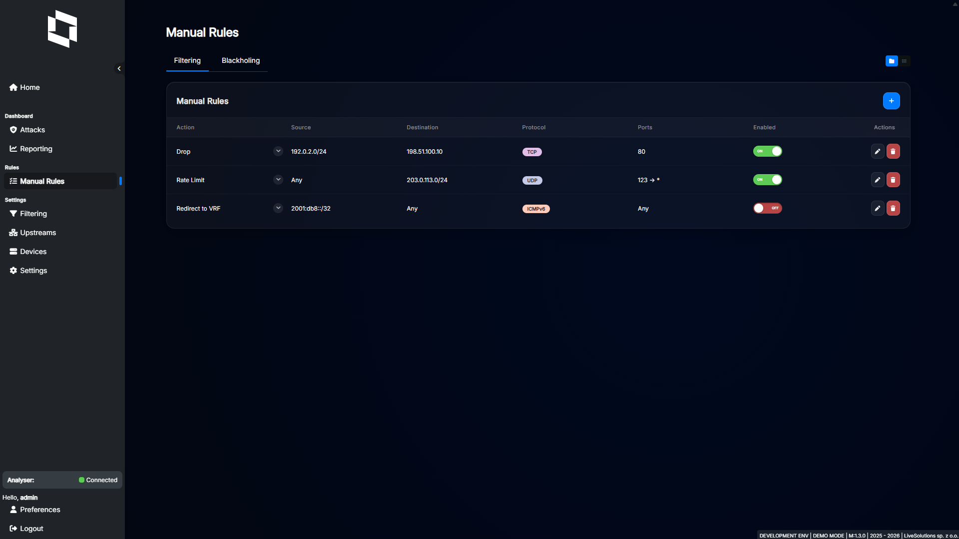 Manager 1.3.0 manual filtering rules list