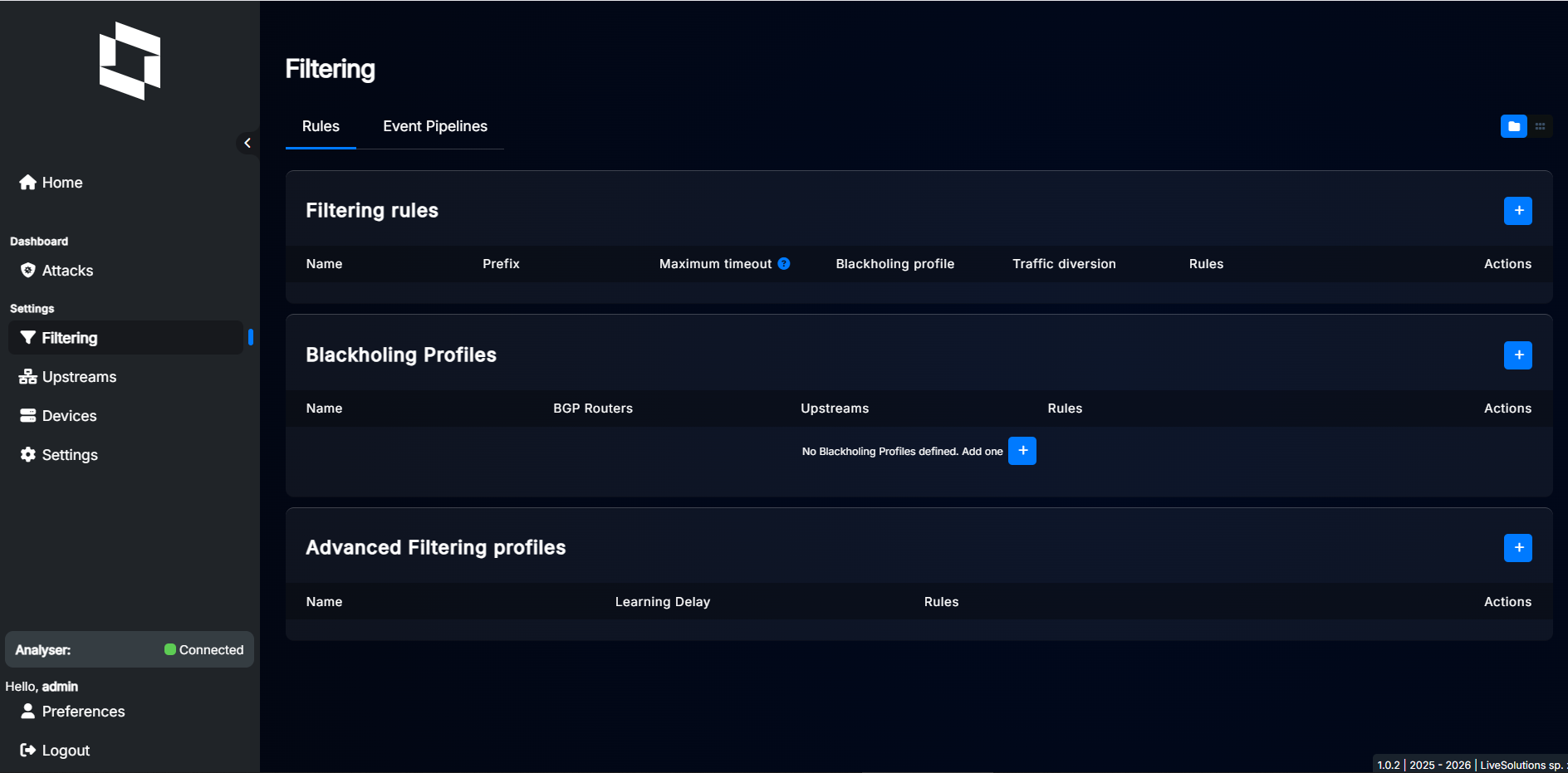 Filtering menu option