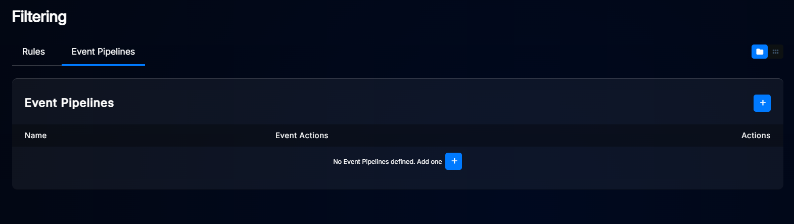 Event pipelines list