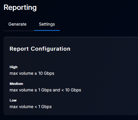 Report configuration settings